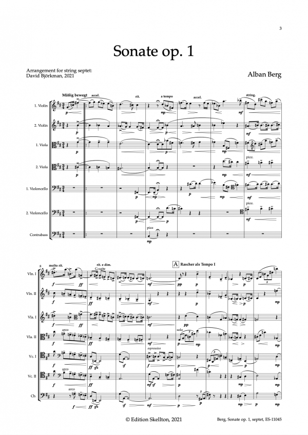 Berg, Alban: Sonate op. 1 (arr. for string septet) - Image 3