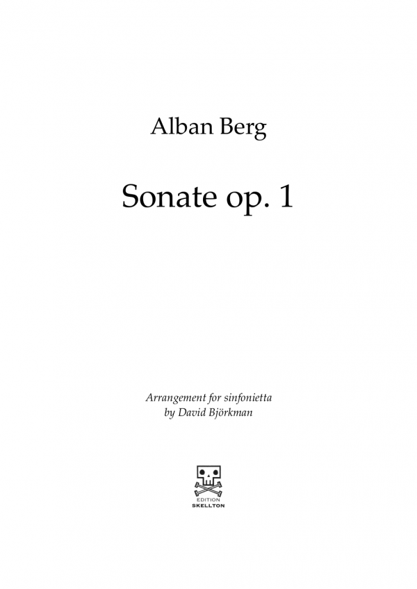 Berg, Alban: Sonate op. 1