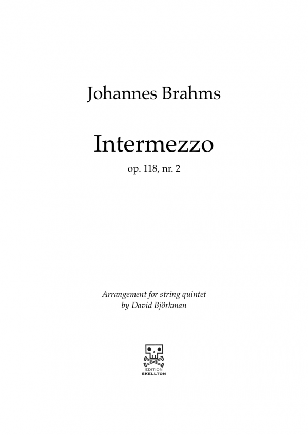 Brahms, Johannes: Intermezzo op. 118, nr. 2