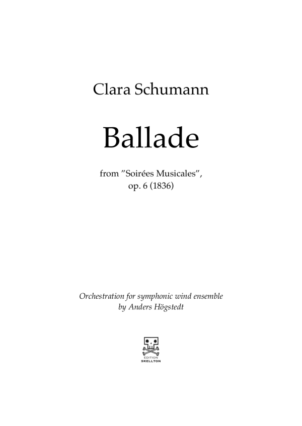 Schumann, Clara: Ballade