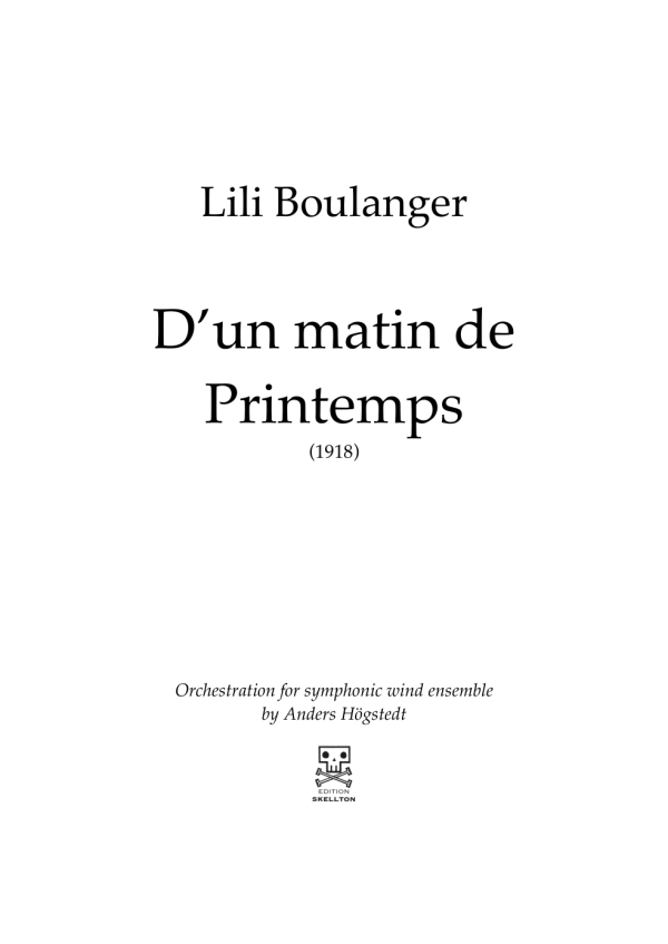 Boulanger, Lili: D'un matin de printemps