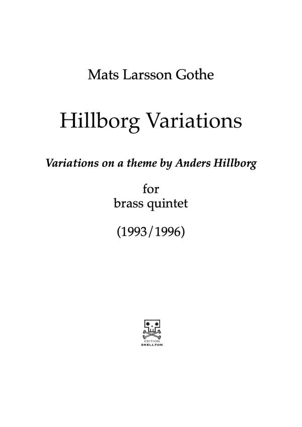 Larsson Gothe, Mats: Hillborg Variations